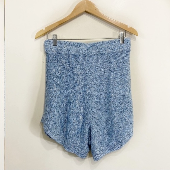 Free People Cruising Sweater Shorts Knit High Waisted Loose Blue Sz Medium New - Picture 3 of 11